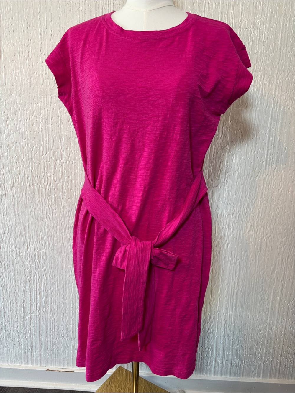 J. Crew Fuchsia Tie-Waist Midi Dress Women Size Medium